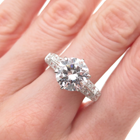925 Sterling Silver Round-Cut C Z Engagement Ring Size 8