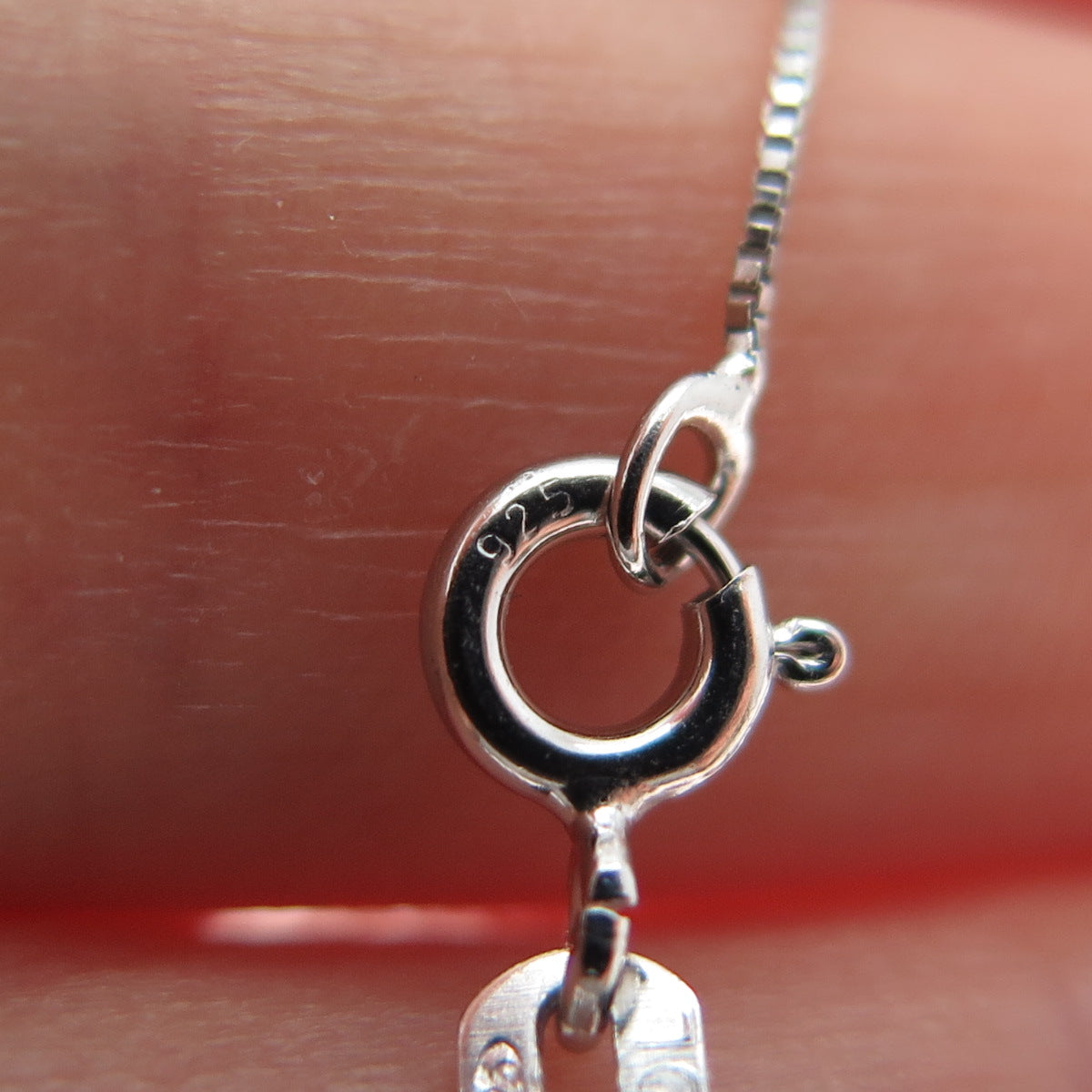 925 Sterling Silver Round-Cut C Z Letter H Initial Box Chain Necklace 18"