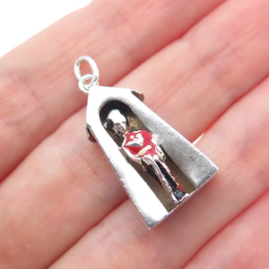 925 Sterling Silver Vintage Enamel Royal Guard 3D Charm Pendant