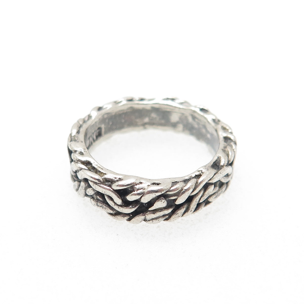 BELL TRADING POST 925 Sterling Silver Vintage Roped Oxidized Band Ring Size 5.25