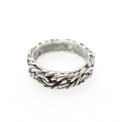 BELL TRADING POST 925 Sterling Silver Vintage Roped Oxidized Band Ring Size 5.25