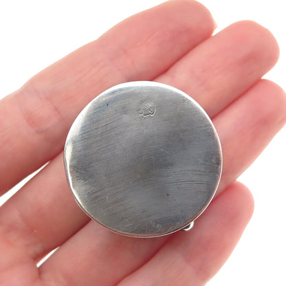 925 Sterling Silver Vintage Mexico Aztec Warrior Oxidized Pill / Snuff Box