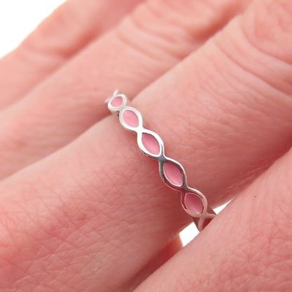 Pandora 925 Sterling Silver Enamel Stackable Band Ring Size 7.5