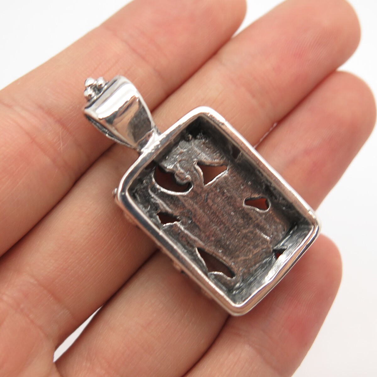 925 Sterling Silver Vintage Mexico Bead Ornate Pendant