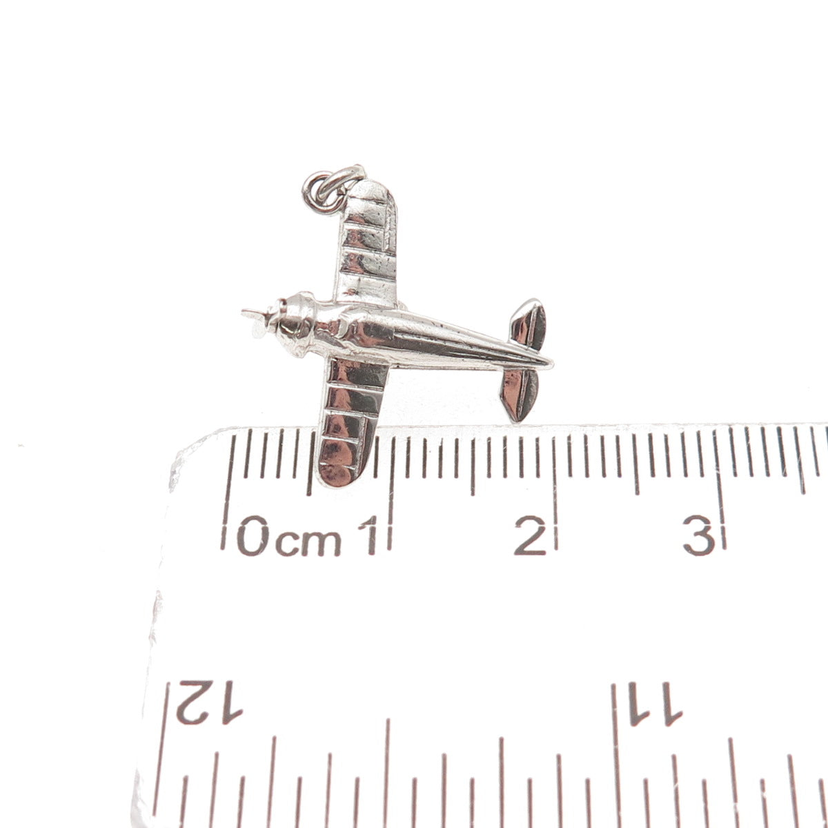 925 Sterling Silver Antique Retro Airplane Movable 3D Mini Charm Pendant