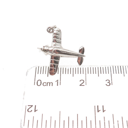 925 Sterling Silver Antique Retro Airplane Movable 3D Mini Charm Pendant