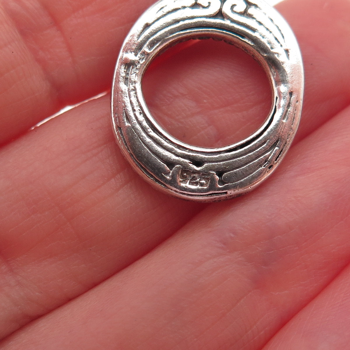 925 Sterling Silver Vintage Interlocked Circle Oxidized Dangle Earrings