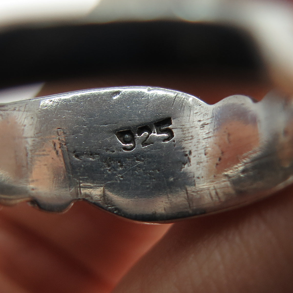 925 Sterling Silver Vintage Real Amethyst Beaded Oxidized Ring Size 9