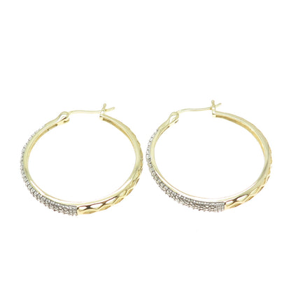 DBJ DEE BERKLE 925 Sterling Silver Gold Plated Real Diamond Hoop Earrings