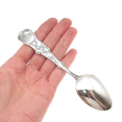 Mechanics 925 Sterling Silver Antique Art Deco Eagle Gate Utah Coffee Spoon