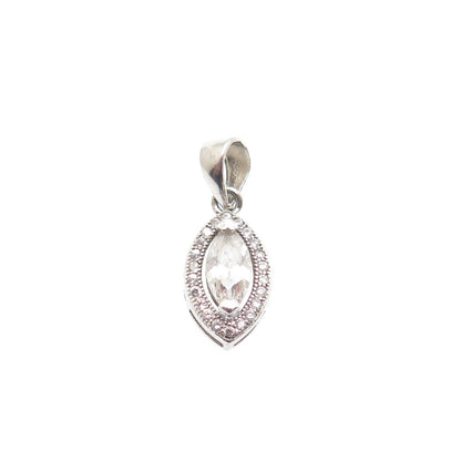 925 Sterling Silver Marquise & Round-Cut C Z Minimalist Charm Pendant
