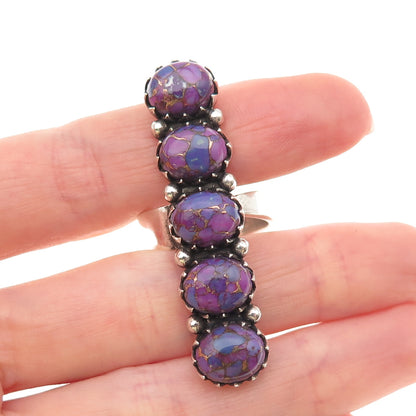 925 Sterling Vintage Real Mohave Purple Turquoise Adjustable Ring Size 8.5