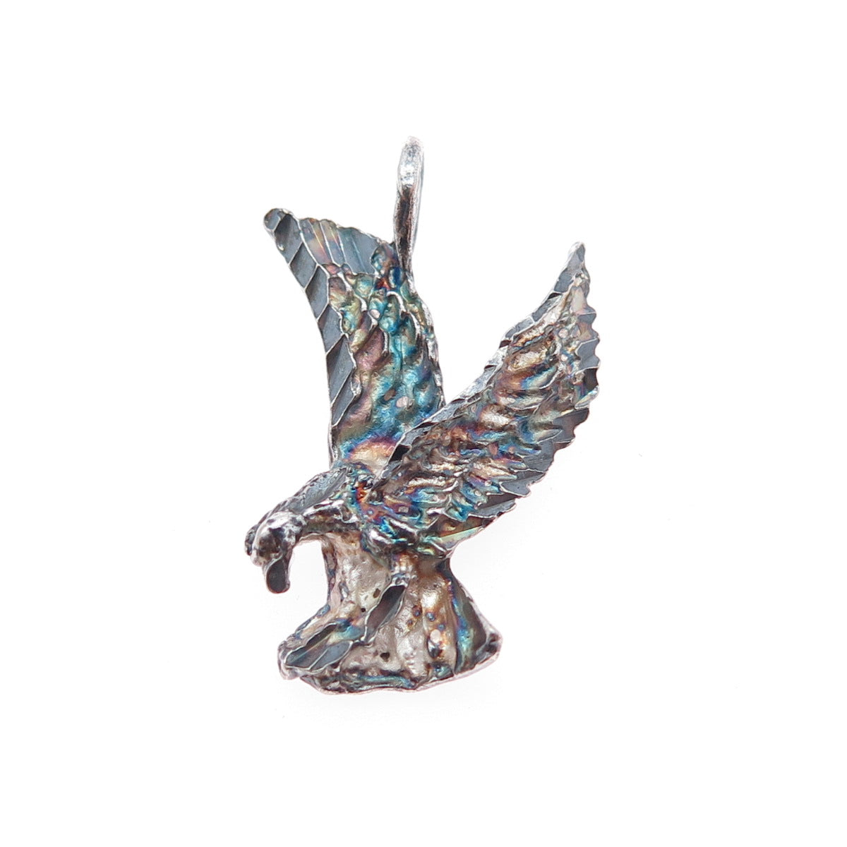 925 Sterling Silver Vintage Eagle Bird Oxidized Charm Pendant