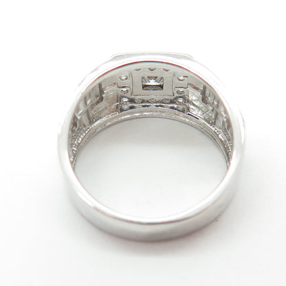 925 Sterling Silver Princess-Cut & Round-Cut Shaped C Z Ring Size 9.25
