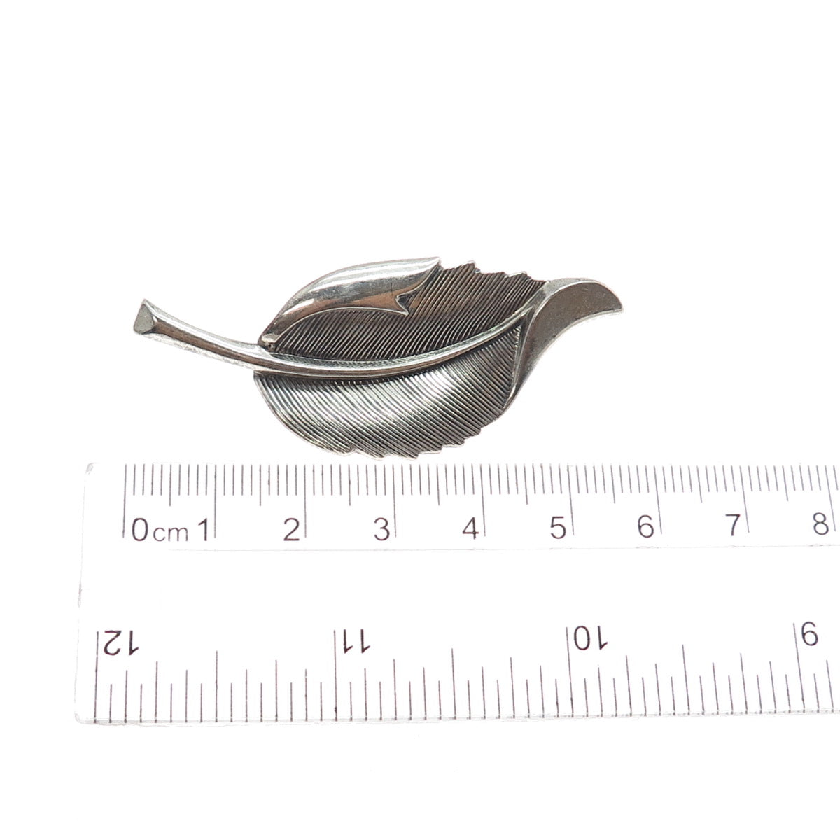 BEAU 925 Sterling Silver Vintage Floral Leaf Oxidized Pin Brooch
