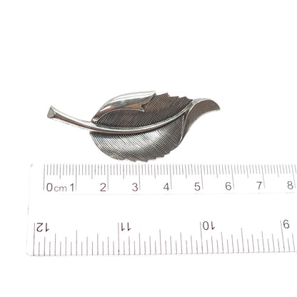 BEAU 925 Sterling Silver Vintage Floral Leaf Oxidized Pin Brooch