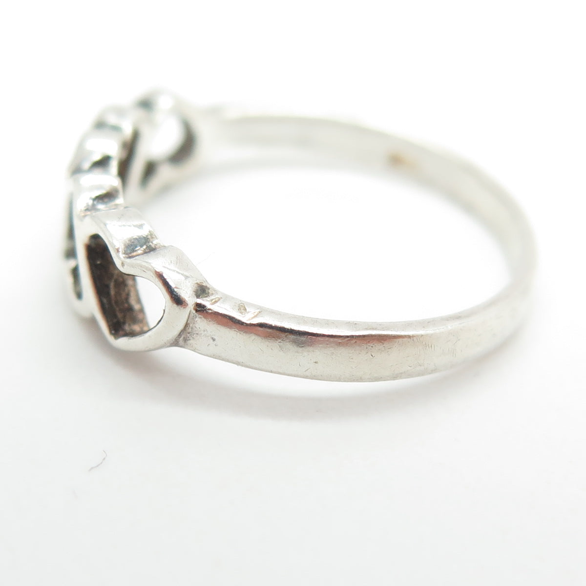 925 Sterling Silver Vintage Open Heart Ring Size 5.75