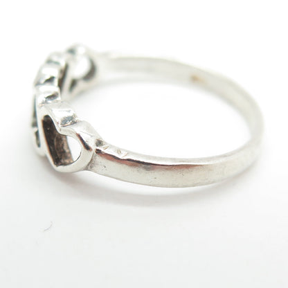 925 Sterling Silver Vintage Open Heart Ring Size 5.75