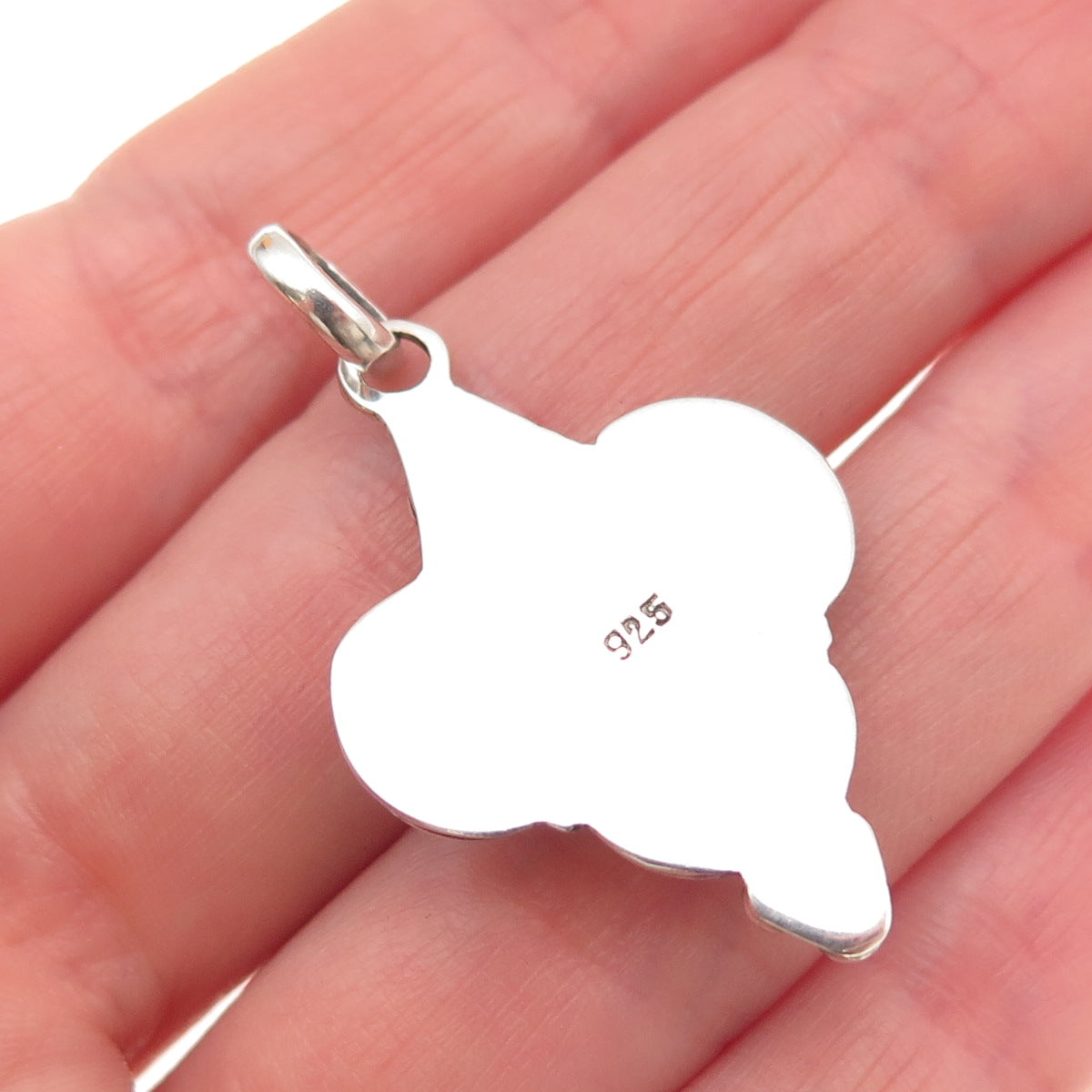 925 Sterling Silver Vintage Real Moonstone Moon Goddess Granulated Charm Pendant