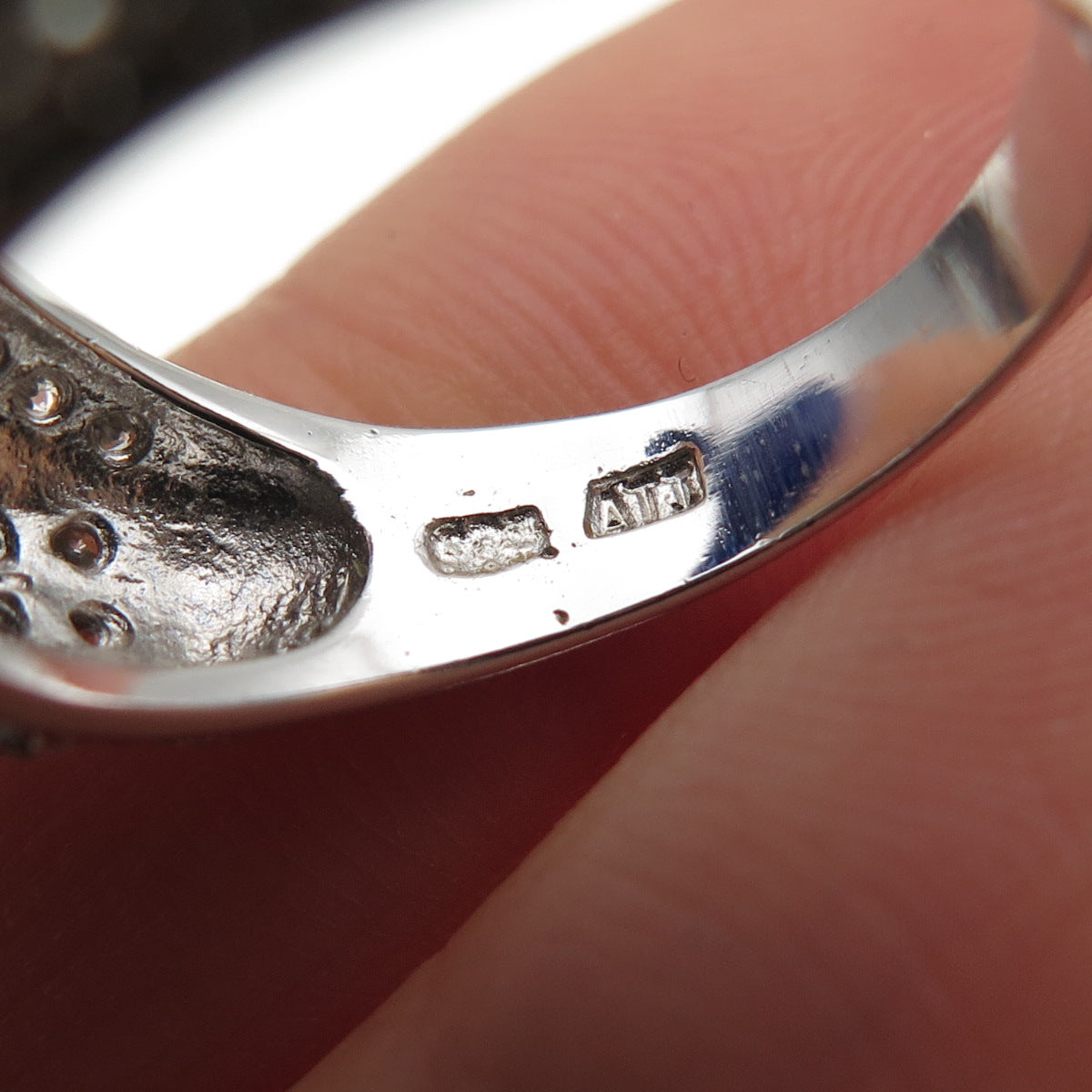 ANNIKA WITT 925 Sterling Silver Enamel Round-Cut C Z Modernist Ring Size 7