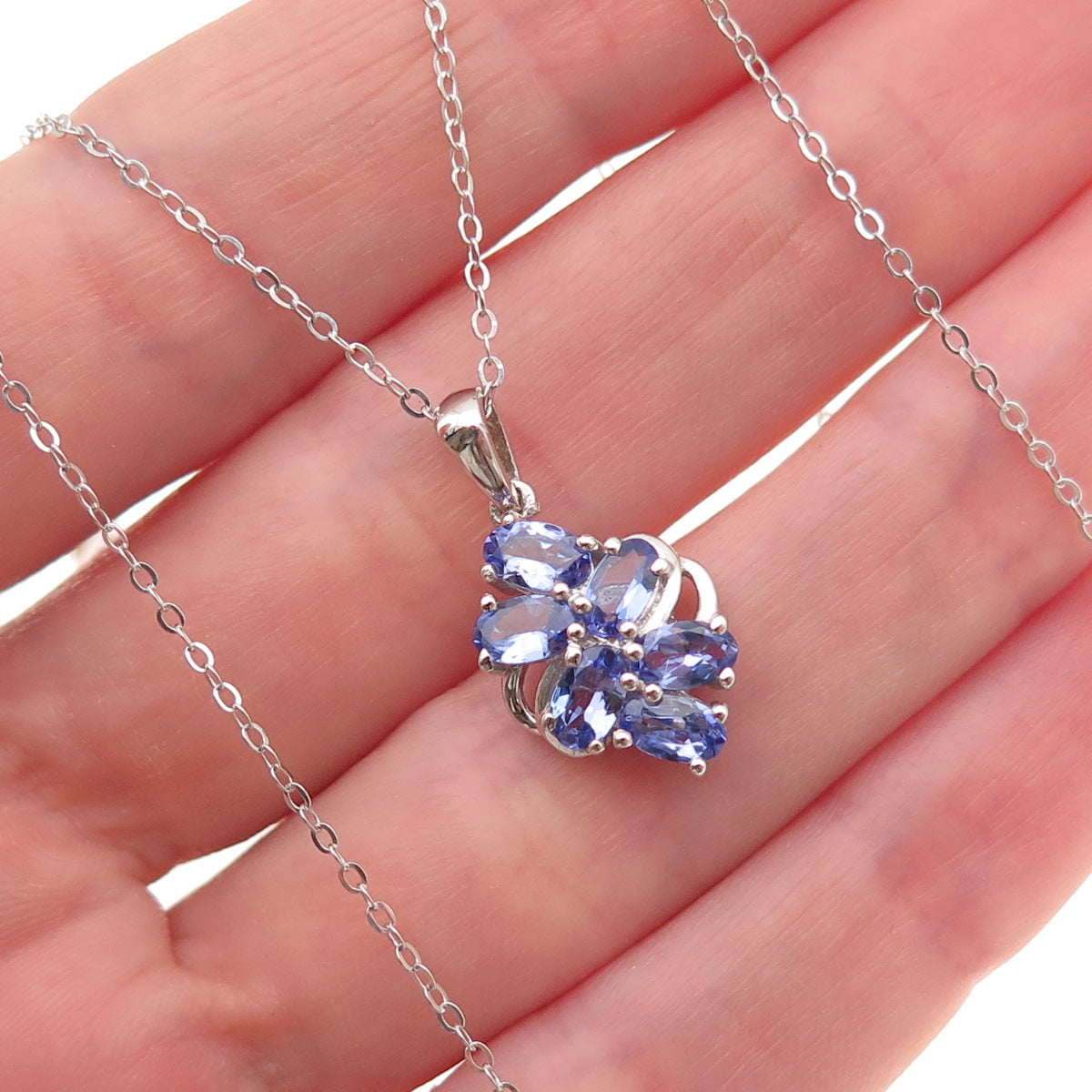 Chuck Clemency 925 Sterling Silver Real Tanzanite Cable Chain Necklace 20"
