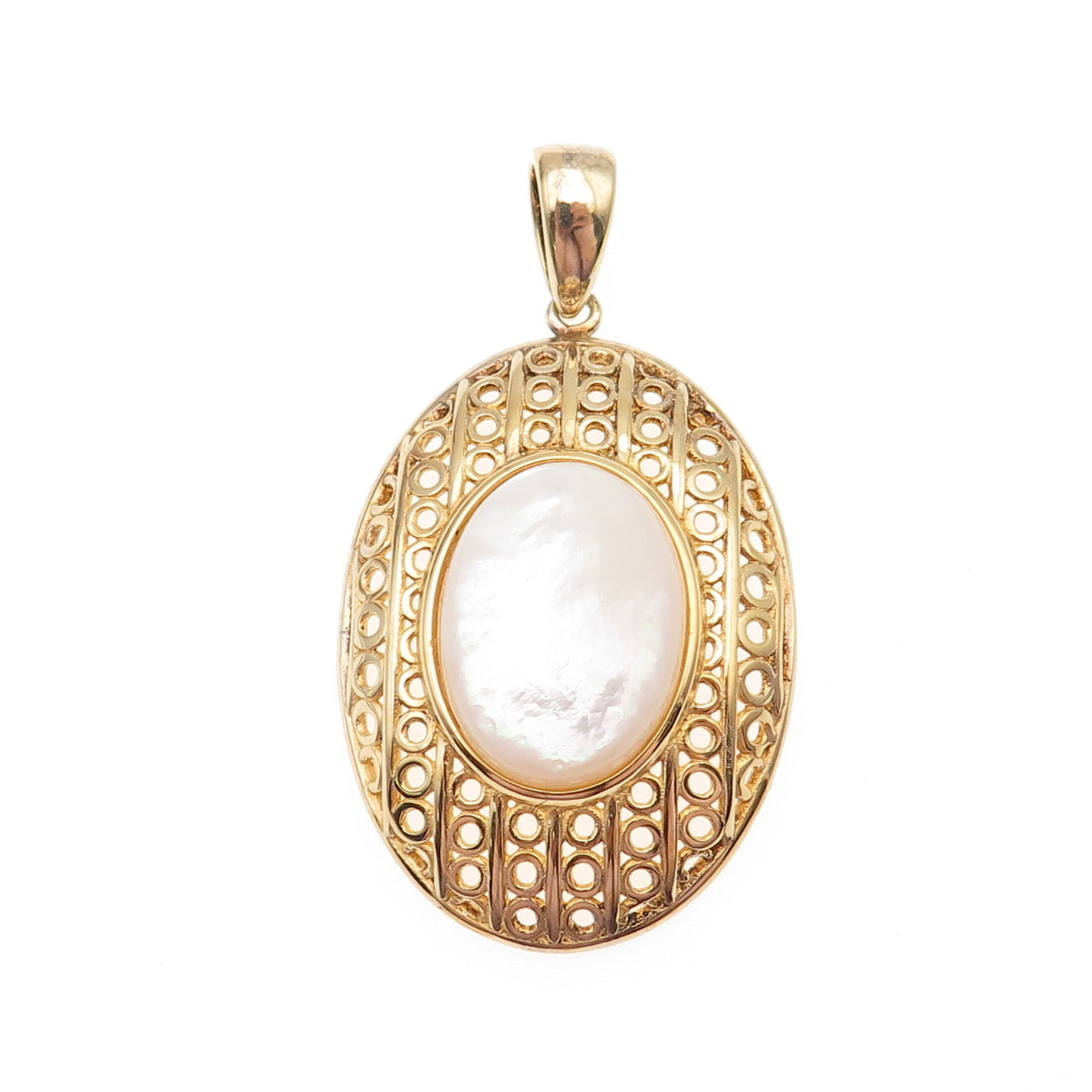 Gioielli Di Valenza 925 Sterling Silver Gold Plated Italy Real MOP Charm Pendant