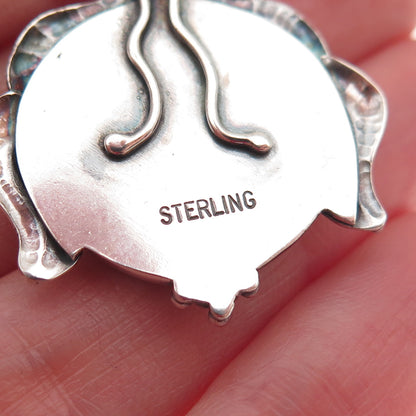 Ursula 925 Sterling Silver Vintage Enamel Floral Modernist Charm Pendant