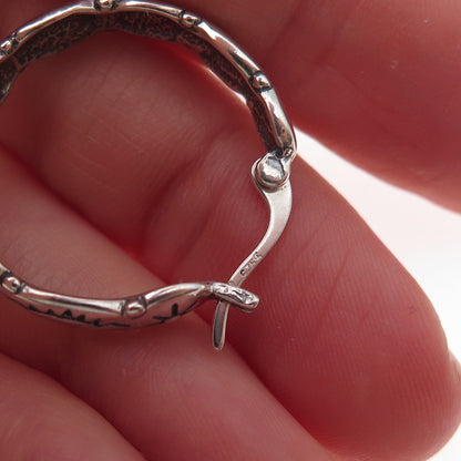 Shube 925 Sterling Silver Vintage Sun Symbol Oxidized Hoop Earrings