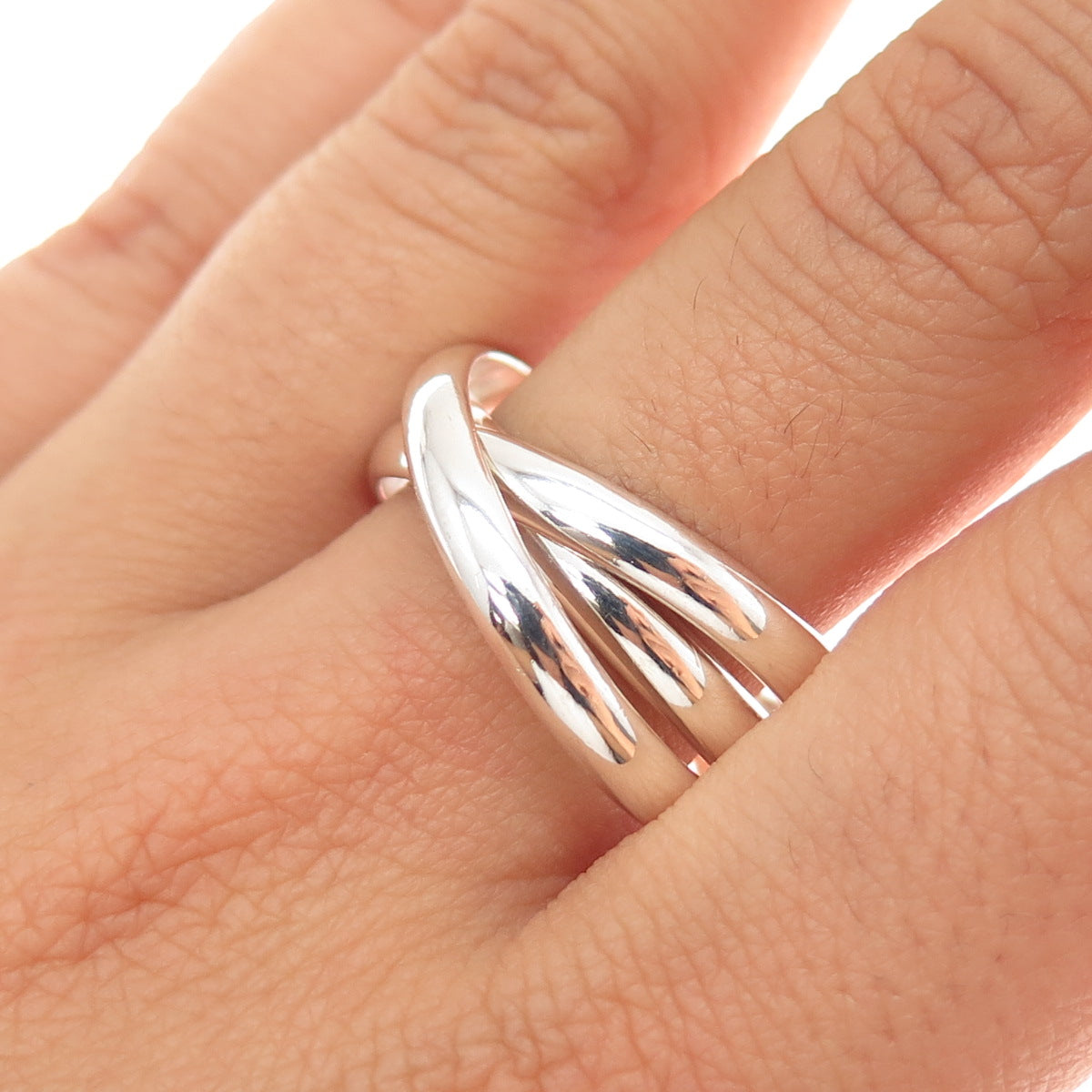 925 Sterling Silver Vintage Interlocked Trinity Band Ring Size 11