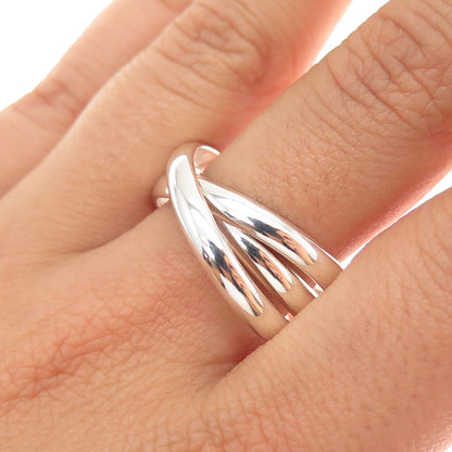 925 Sterling Silver Vintage Interlocked Trinity Band Ring Size 11