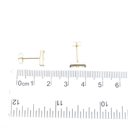 925 Sterling Silver Gold Plated Baguette-Cut C Z Stud Earrings