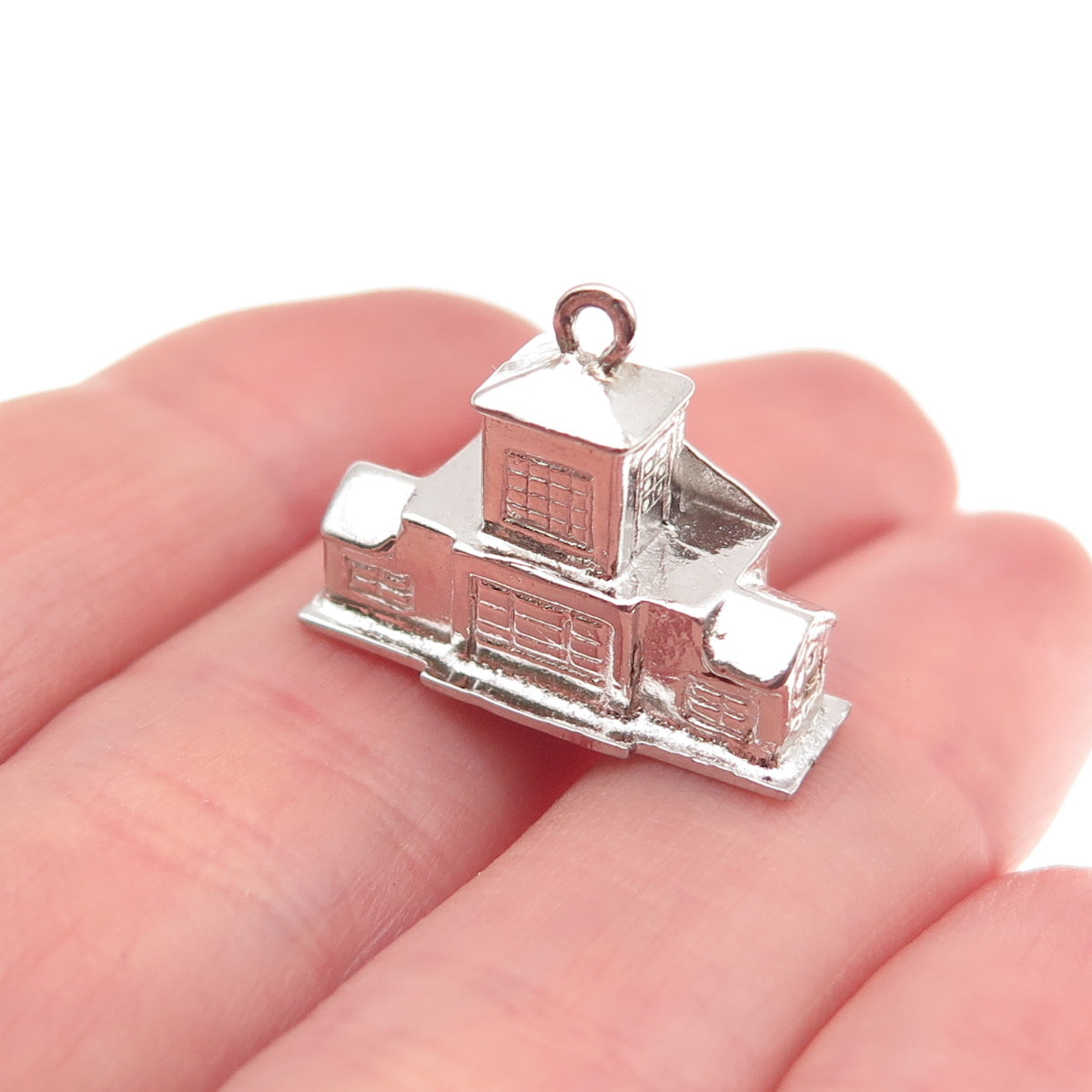 Town & Country 925 Sterling Silver Vintage Schoolhouse 3D Mini Charm Pendant