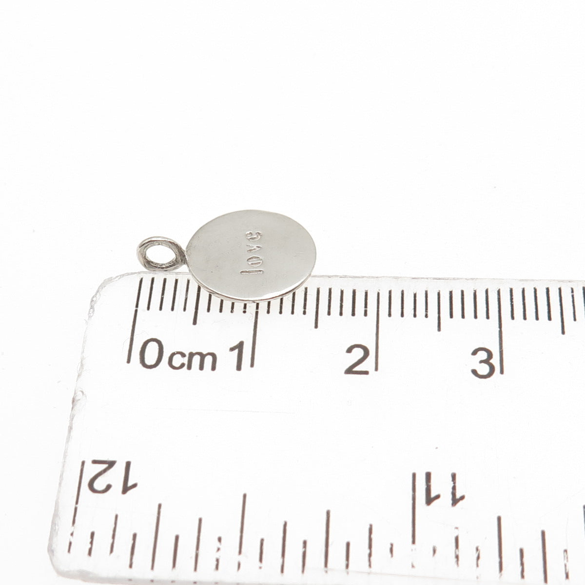 925 Sterling Silver Vintage Love Round Tag Mini Charm Pendant