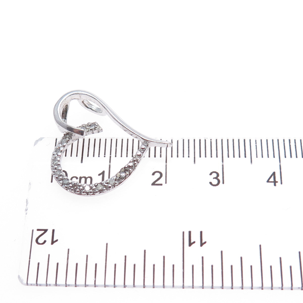 925 Sterling Silver Real Round-Cut Diamond Heart Minimalist Slide Charm Pendant