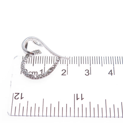 925 Sterling Silver Real Round-Cut Diamond Heart Minimalist Slide Charm Pendant