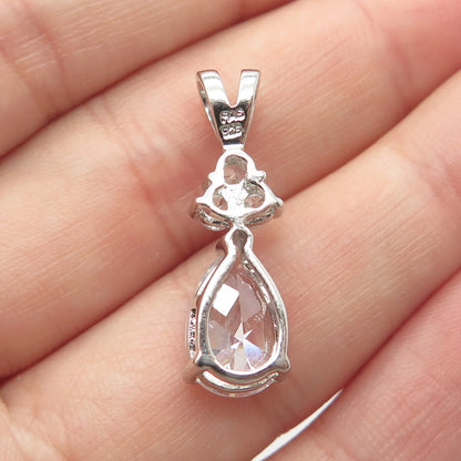 925 Sterling Silver C Z Teardrop Slide Pendant