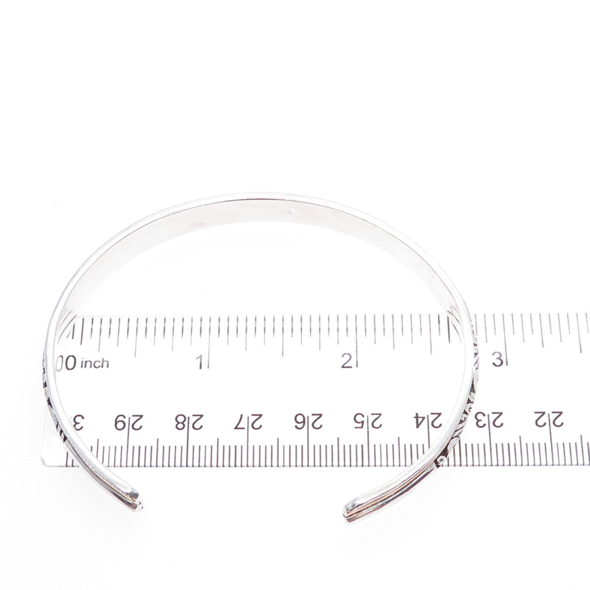 925 Sterling Silver 2-Tone Vintage Floral Scroll Adjustable Cuff Bracelet 7.75"