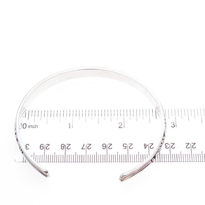 925 Sterling Silver 2-Tone Vintage Floral Scroll Adjustable Cuff Bracelet 7.75"