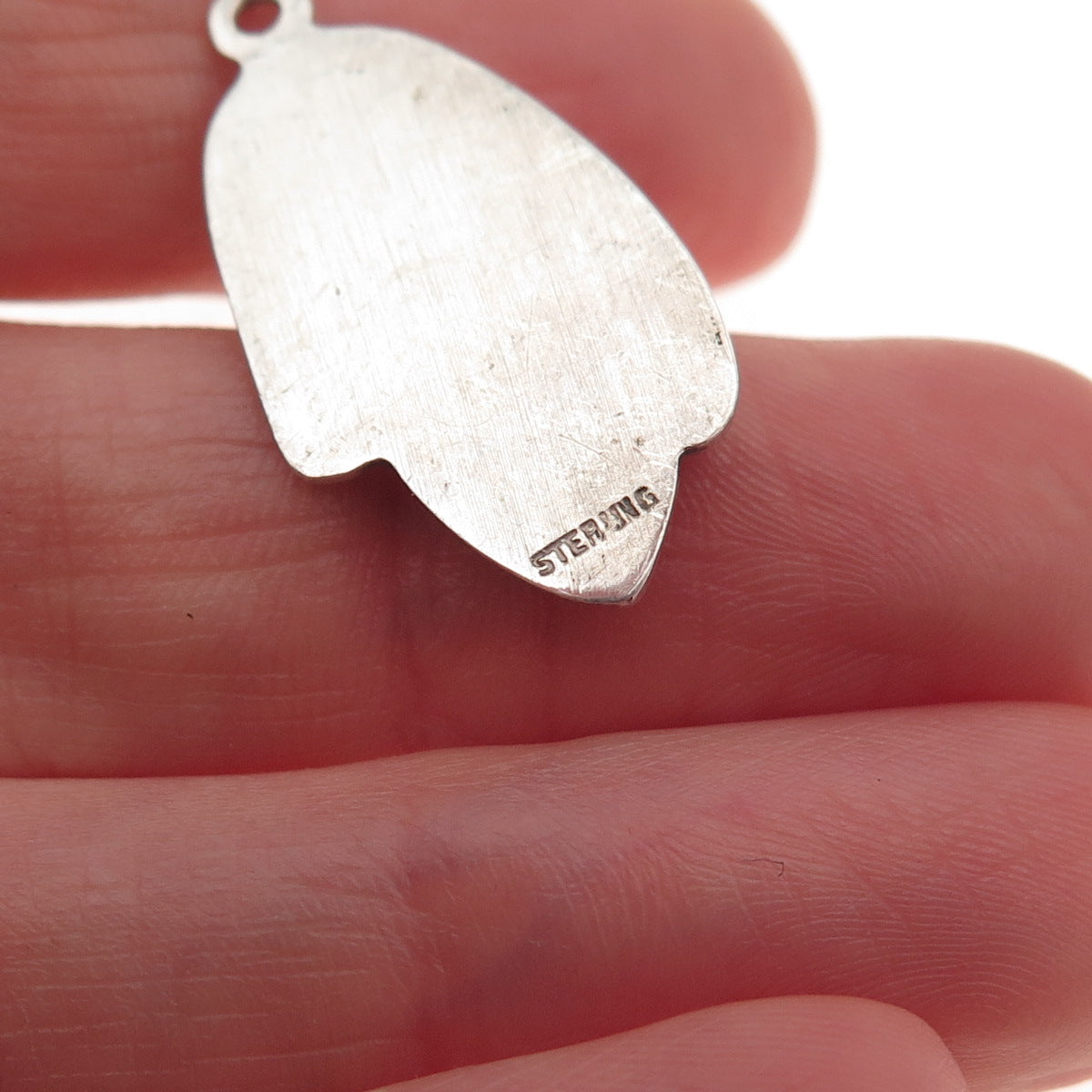 925 Sterling Silver Vintage St. Mary & Jesus Oxidized Charm Pendant