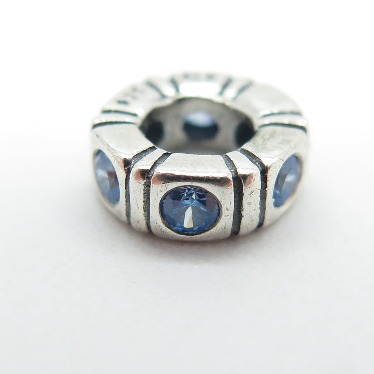 PANDORA 925 Sterling Silver Blue C Z Bead Charm