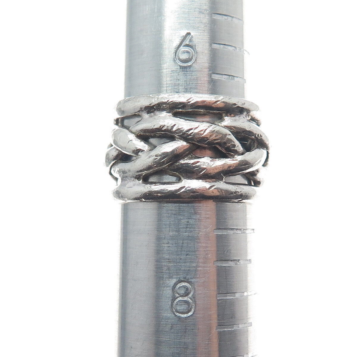 925 Sterling Silver Vintage Woven Band Ring Size 7.25