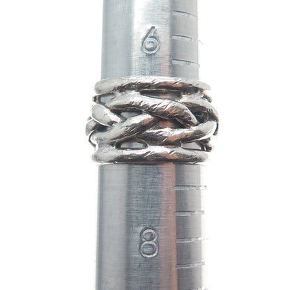 925 Sterling Silver Vintage Woven Band Ring Size 7.25