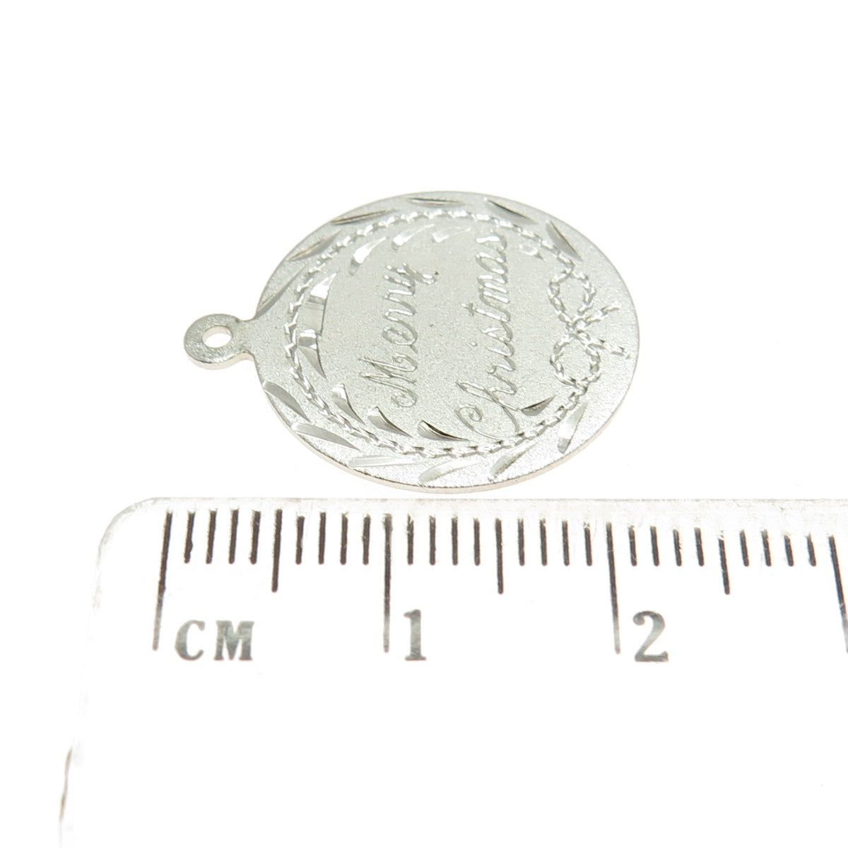 925 Sterling Silver Vintage "Merry Christmas" Engraved Pendant