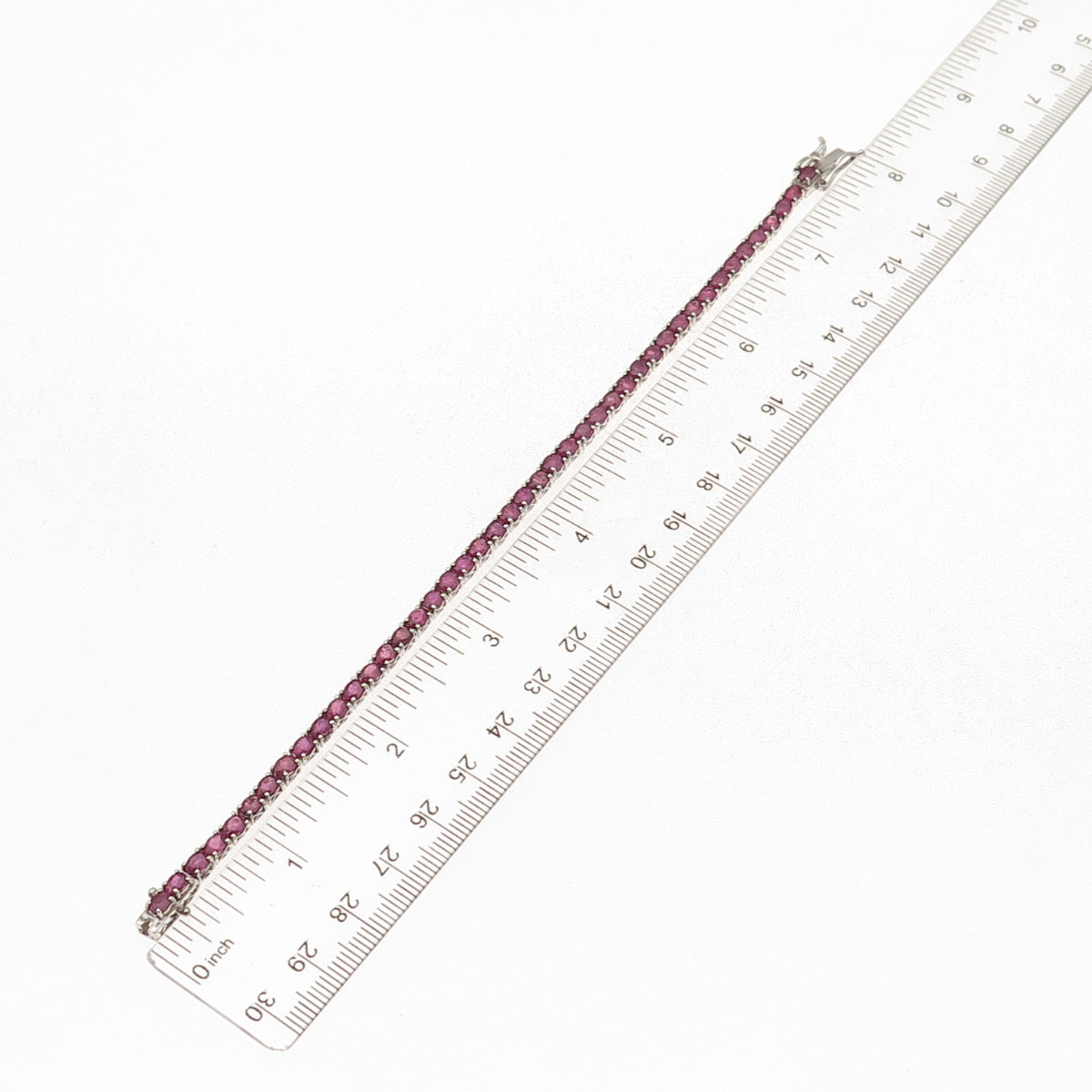 Chuck Clemency 925 Sterling Silver Real Oval-Cut Ruby Bracelet 7.5"