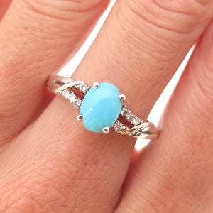 Chuck Clemency 925 Sterling Silver Real Turquoise & White Topaz Ring Size 8
