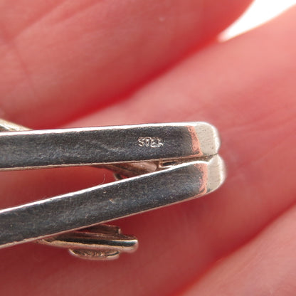 925 Sterling Silver Vintage Ski & Pole Oxidized Charm Pendant