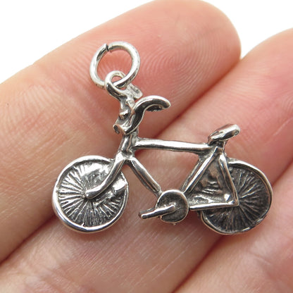 925 Sterling Silver Vintage Bicycle 3D Pendant