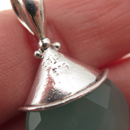 SAJEN 925 Sterling Silver Vintage Real Chalcedony Modernist Spiral Charm Pendant