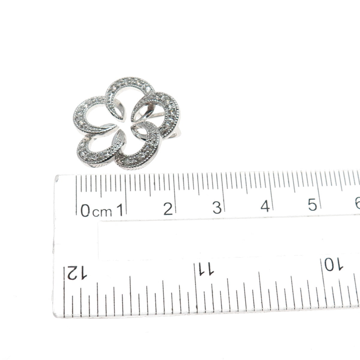 925 Sterling Silver Round-Cut C Z Flower Blossom Slide Charm Pendant