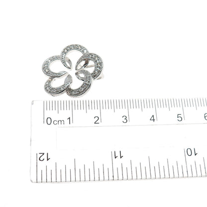 925 Sterling Silver Round-Cut C Z Flower Blossom Slide Charm Pendant